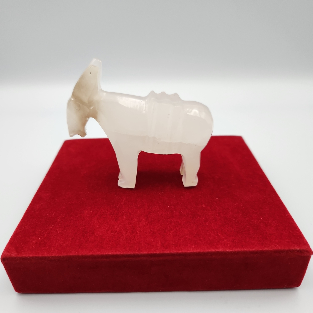 White Carved Stone Donkey Figurine Decorative Home Accent